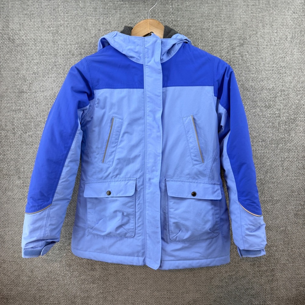 Lands End Kids The Squall‎ Blue Colorblock Hooded Winter Parka Jacket Size L 14